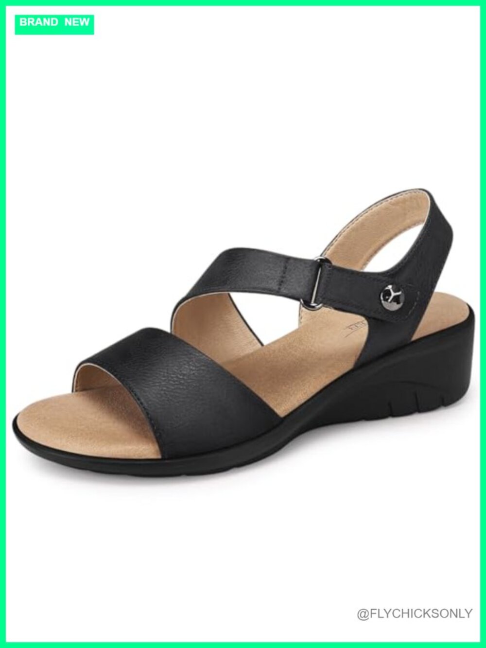 Women's Low Wedge Sandals Faux Leather Open Toe Ankle Strap Dressy